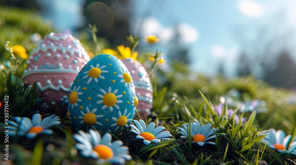 Poster design an elegant easter background with intricate lace patterns and delicate floral motifs in soft 