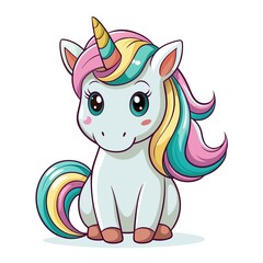 unique unicorn sticker with a whimsical and vibrant vibe isolated on white background