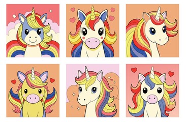 Obraz premium sticker set, fun unicorn sticker set with a lighthearted charm
