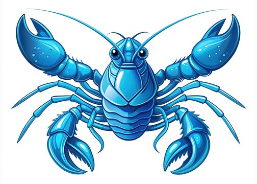 blue lobster cartoon style on white background clip art preview