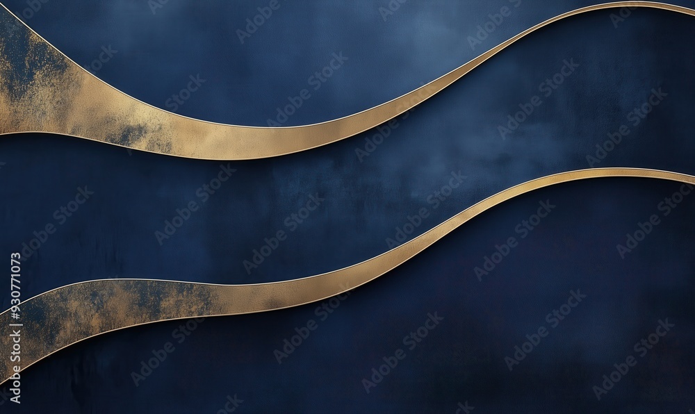 Poster a blue background with gold accents, creating a luxurious and elegant atmosphere. the gold elements 