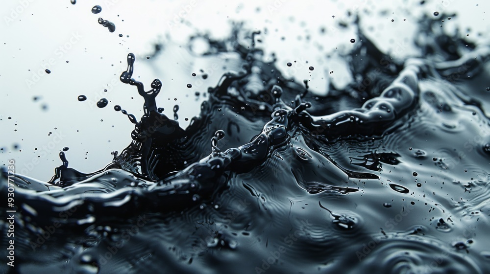 Poster develop ink drops and splashes with dynamic and fluid movements