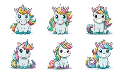 Naklejka premium sticker set, colorful unicorn sticker set with whimsical characters