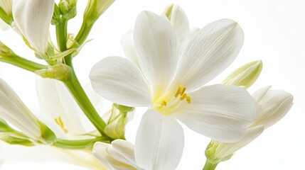 Obraz premium Lush Tuberose Flower in Stunning Close-Up on White Background