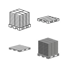 Stacked and Empty Pallet Icons - Line and solid