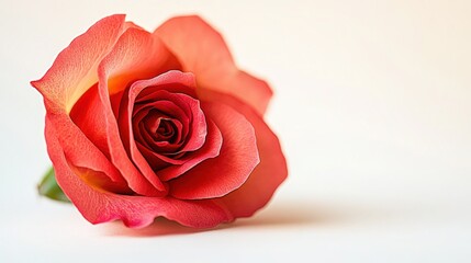 Fototapeta premium Close-Up Shot of Single Red Rose Flower on White Background - Floral Photography