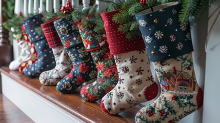 Hang a row of festive stockings along a staircase banister or mantel, each one personalized with...