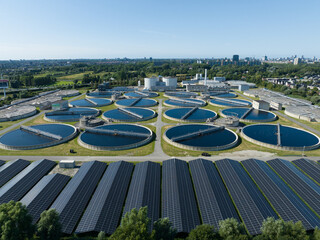 Waste water treatment plant, Harnaschpolder, The Netherlands, aerial video.