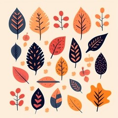 Various leaves in autumn colors