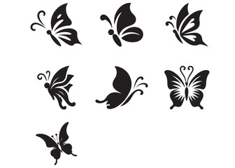  flying butterfly silhouette collection, flying butterfly silhouette logo, Silhouette butterfly vector design, flying butterflies silhouette set, vector illustration isolated on white background  © Adobe design