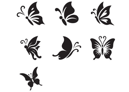  flying butterfly silhouette collection, flying butterfly silhouette logo, Silhouette butterfly vector design, flying butterflies silhouette set, vector illustration isolated on white background 
