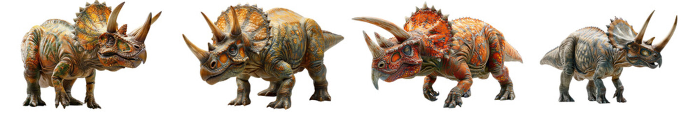 Fototapeta premium A high-quality image of a Triceratops, highlighting its distinctive horns and frill.