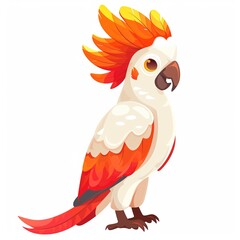 Cockatoo flame animal cartoon isolated whitebackground 16:9