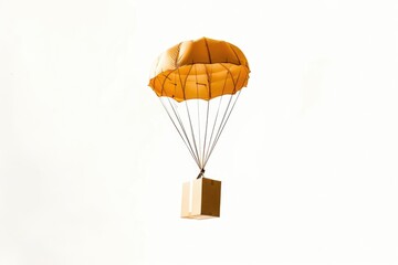 Personnel parachute with a small cargo box attached