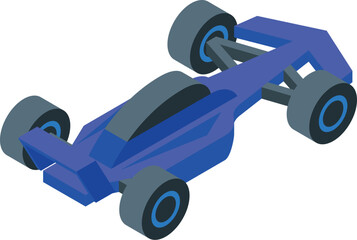 Blue racing car standing still in isometric view