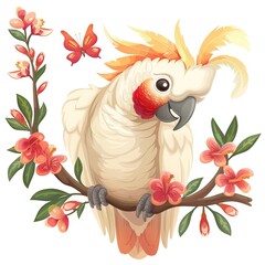 Cockatoo Love fantasy animal cartoon isolated whitebackground