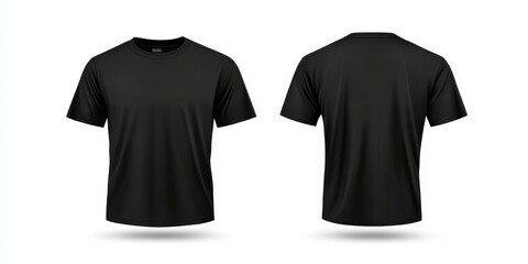 This is a highquality mockup template specifically designed for a blank black tshirt, which clearly showcases both the front and back views. It is perfect for facilitating easy printing design