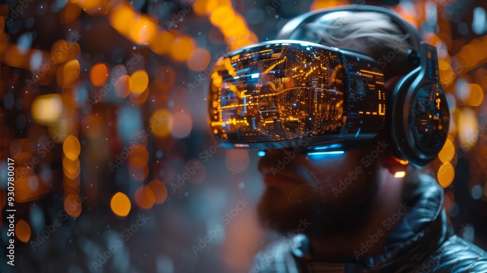 Poster illustrate the seamless integration of vr technology with ai animations and spinning holograms in a 