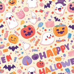 Fototapeta premium ハッピーハロウィン文字パレードパターン