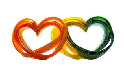 Naklejka premium Colorful paper quilling hearts intertwined