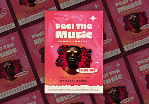 Pink and Red Retro Music Concert Event Poster