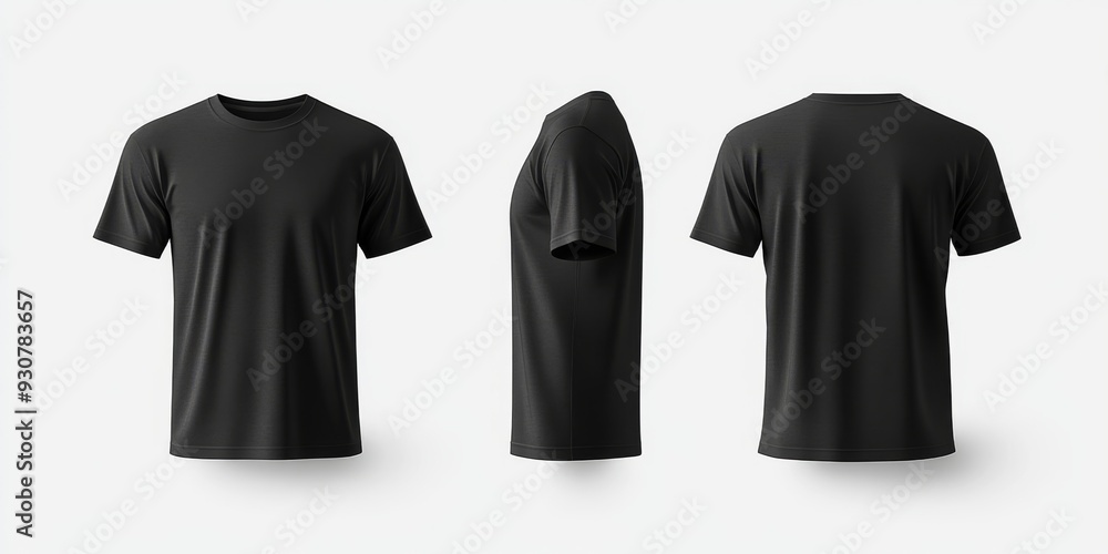 Poster this highquality mockup template effectively showcases a blank black tshirt from both front and back