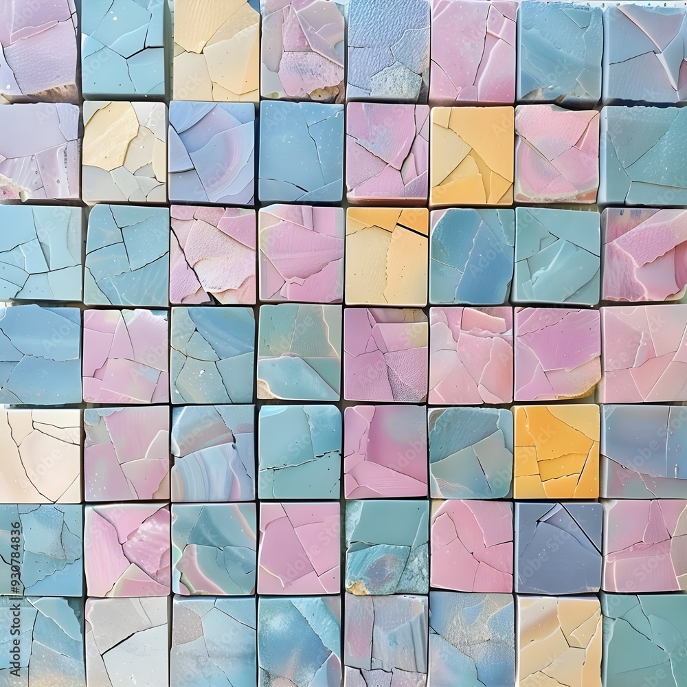 Poster a vibrant, abstract mosaic composed of colorful, folded paper squares arranged in a grid pattern.