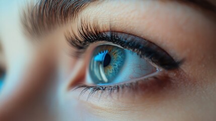 Obraz premium Close-Up of a Woman's Blue Eye