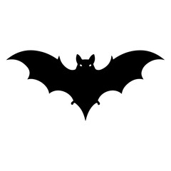 Halloween black bat silhouette isolated on a white background. A simple and clean bat icon vector illustration, featuring sharp wings and smooth edges, perfect for seasonal designs or spooky themes.