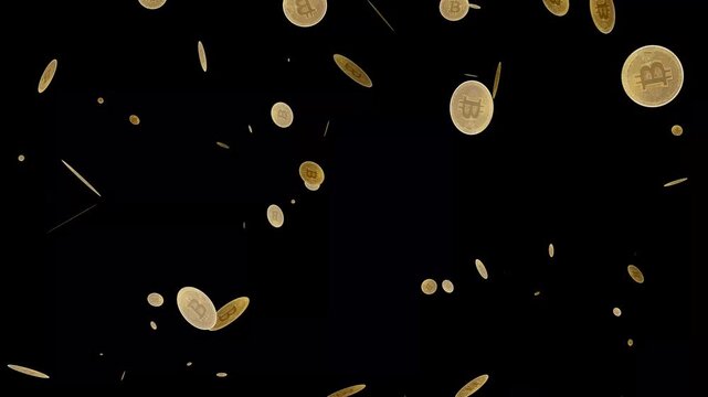 4K Bitcoin Fall Animation | 60 Seconds Black Background Overlay
