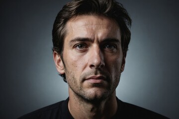 Obraz premium Isolated thinking man face looking up