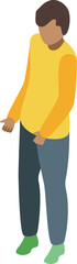 Teenager boy standing isometric character illustration