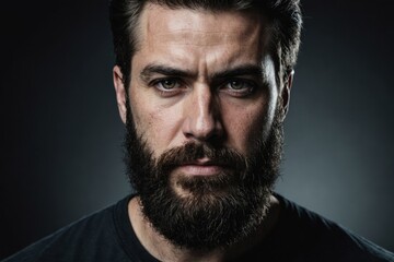 Fototapeta premium Close-up portrait of a brutal bearded man