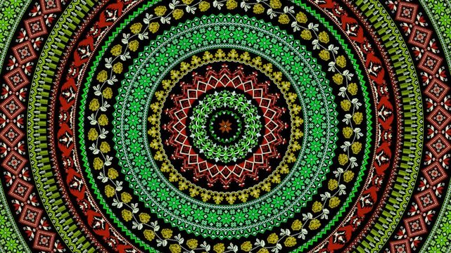 Polish embroidery rotating loop pattern in colors