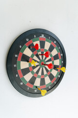 dart board with darts