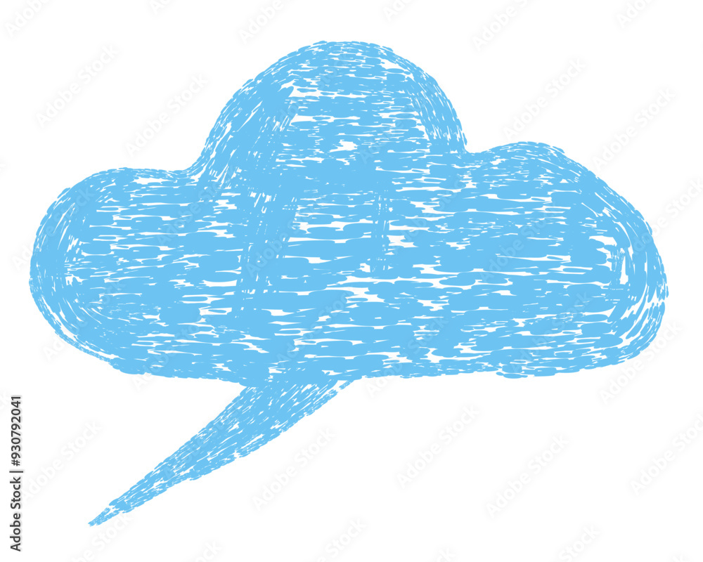 Poster speech bubble for text with crayon or pastel texture in shape of cloud