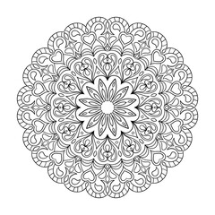 Hand drawn mandala, simple outline perfect for relaxing coloring book, patterns, yoga , planners, calendars. Bohemian mandala design
