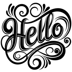 Calligraphy lettering text hello hand drawn isolated vector art illustration