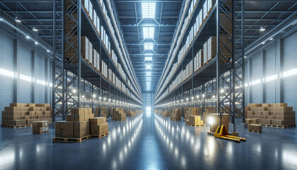 Fototapeta premium Warehouse Interior with Forklift