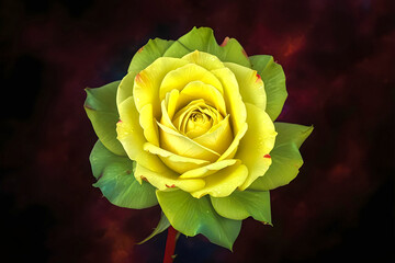 yellow rose on black background