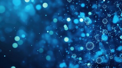 Illuminated Exosomes in Sapphire Blue Fluid - Serene Molecular Beauty