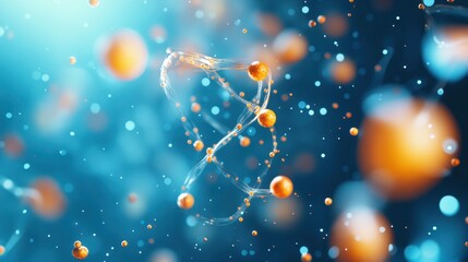 Serene Exosomes: Vibrant Particles Suspended in Sapphire Blue Fluid with Subtle Glow