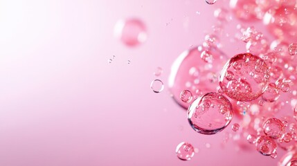 Elegant Exosomes in Serene Pink Environment with Sparkles and Light Refractions