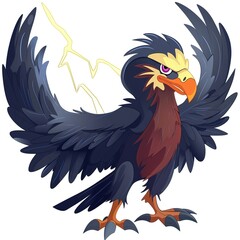 Obraz premium Condor Lightning element animal cartoon isolated whitebackground 16:9