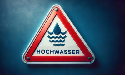 Obraz premium Warnschild Schild mit dem Text Hochwasser