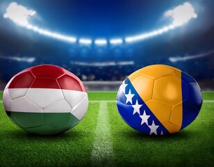 Fototapeta premium Banner Football Hungary vs Bosnia Herzegovina