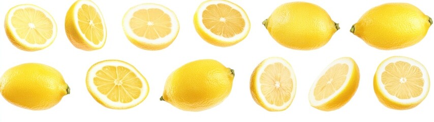 Whole and Sliced Lemons in Various Positions