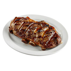 Delicious grilled angolan beef ribs served on a white plate, perfect for culinary presentations
