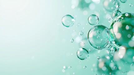 Serene Exosomes in Mint Green Fluid with Sparkles and Refractions