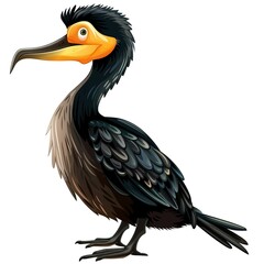 Obraz premium Cormorant Metal element animal cartoon isolated whitebackground 16:9